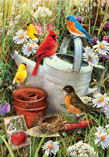 Birds with Watering Can