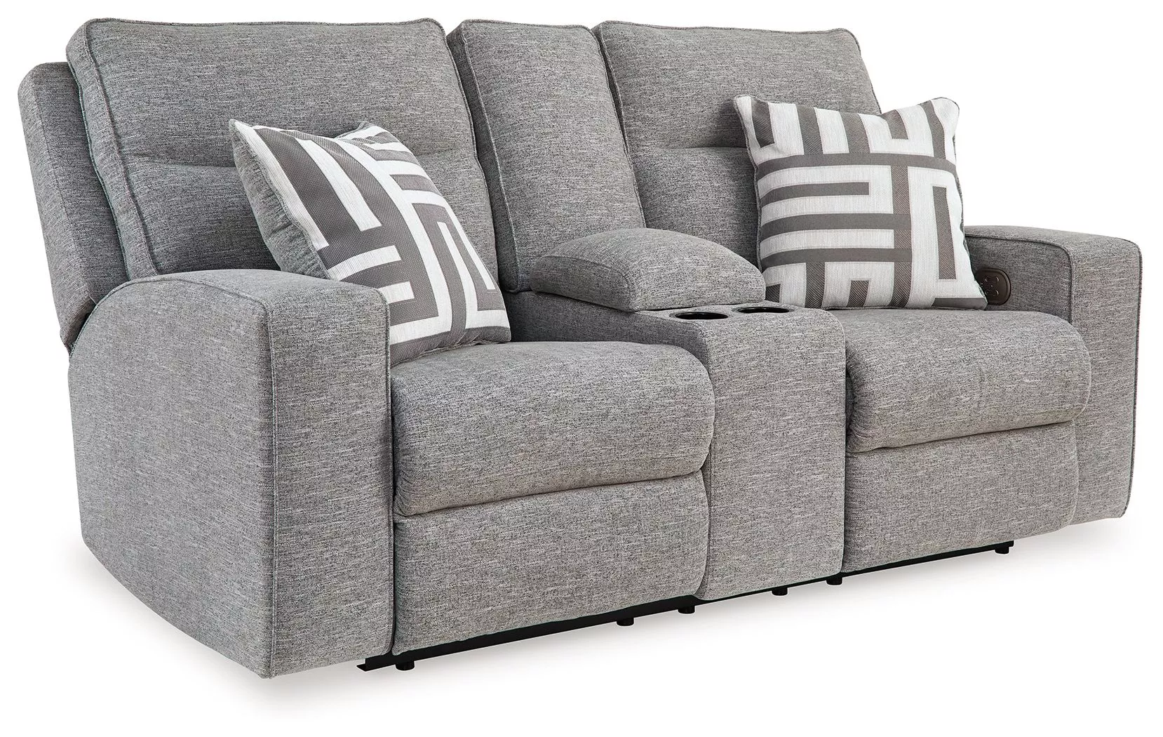Biscoe - Power Reclining Loveseat With Console /Adj Headrest - Pewter