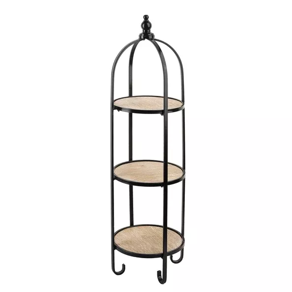 Black Round Three Tier Plant Stand
