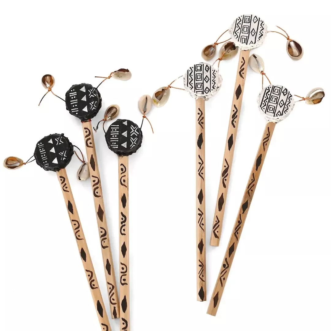Black & White Mudcloth Design Spin Drum Pencils