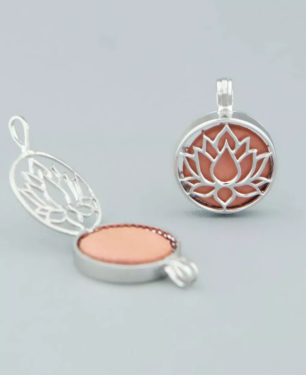 Blooming Lotus Locket Pendant, Sterling Silver