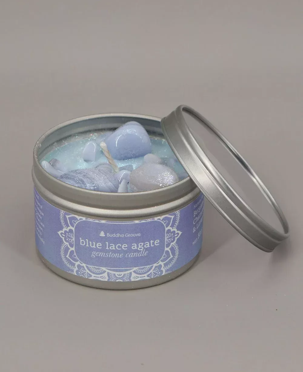 Blue Lace Agate Gemstone Aromatherapy Candle for Calm