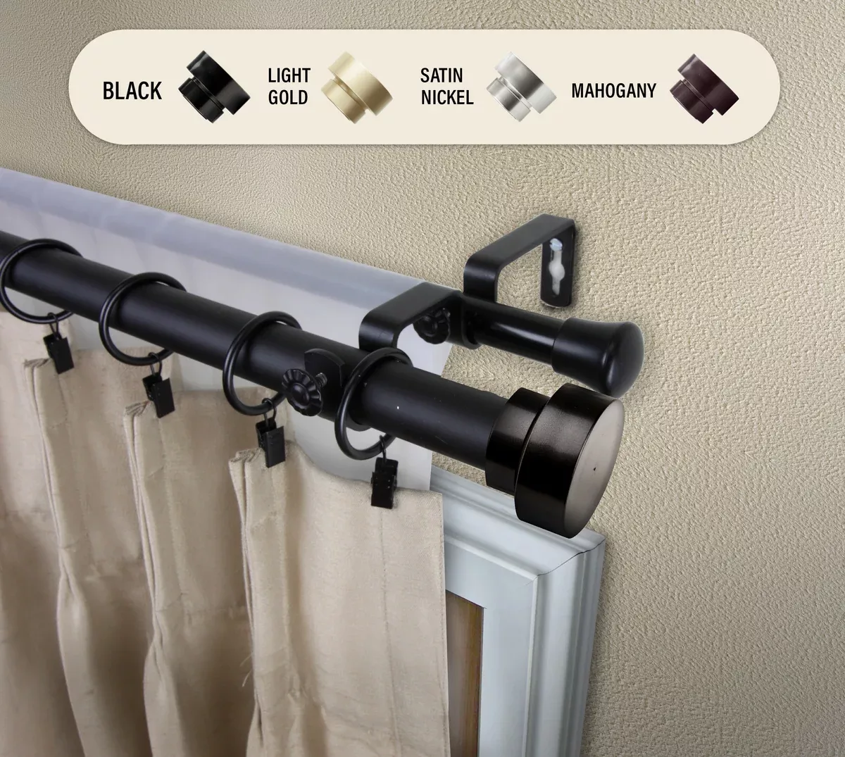 Bonnet 1" Double Curtain Rod