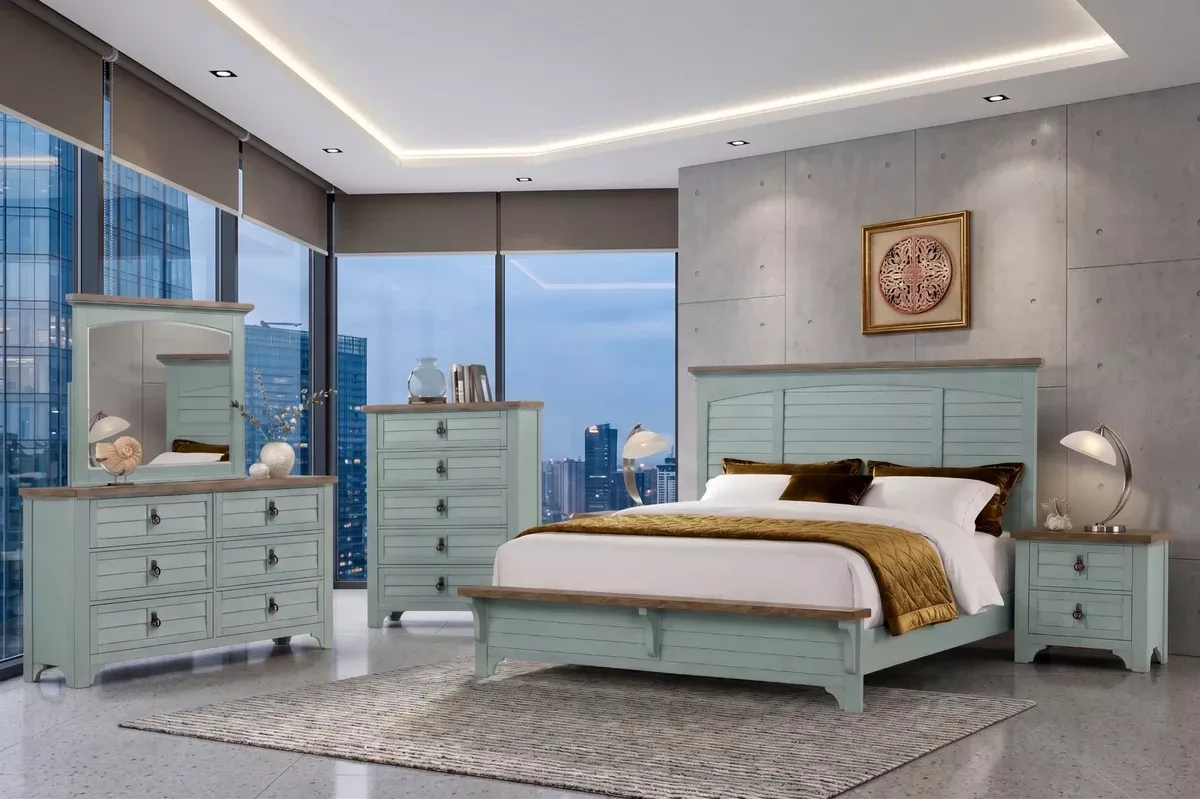 BR0434BLBR Blue and Brown Bedroom Suite