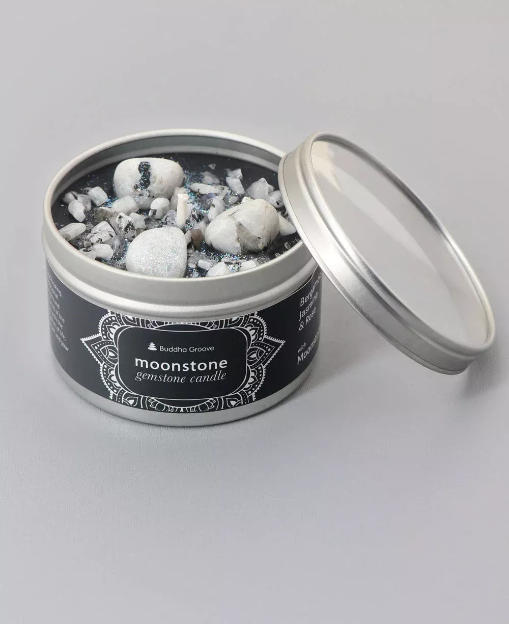Calming Moonstone Gemstone Aromatherapy Candle