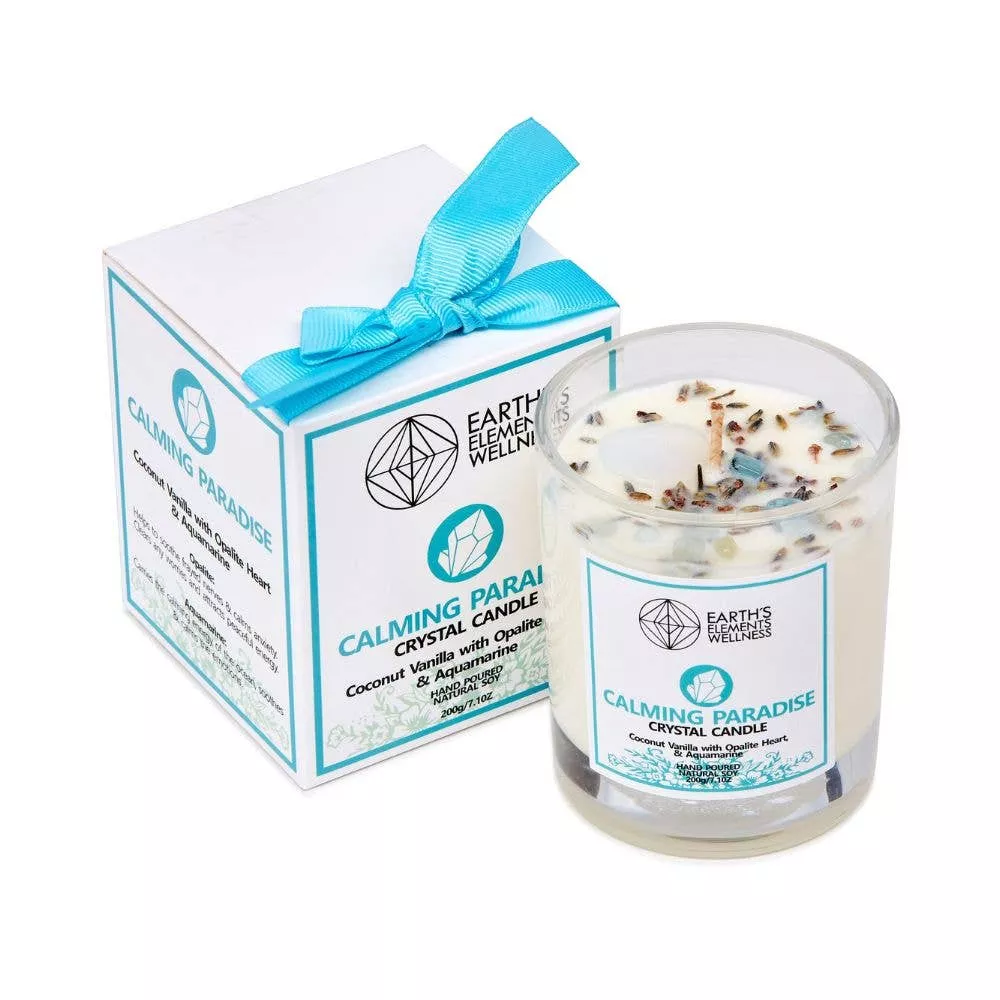 Calming Paradise Crystal Candle by Earth's Elements Wellness
