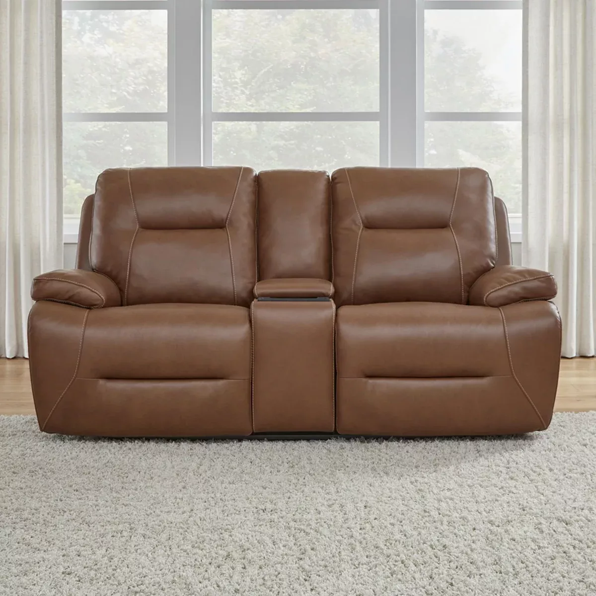 Cameron - Loveseat With Console P3 & ZG - Dakota Saddle