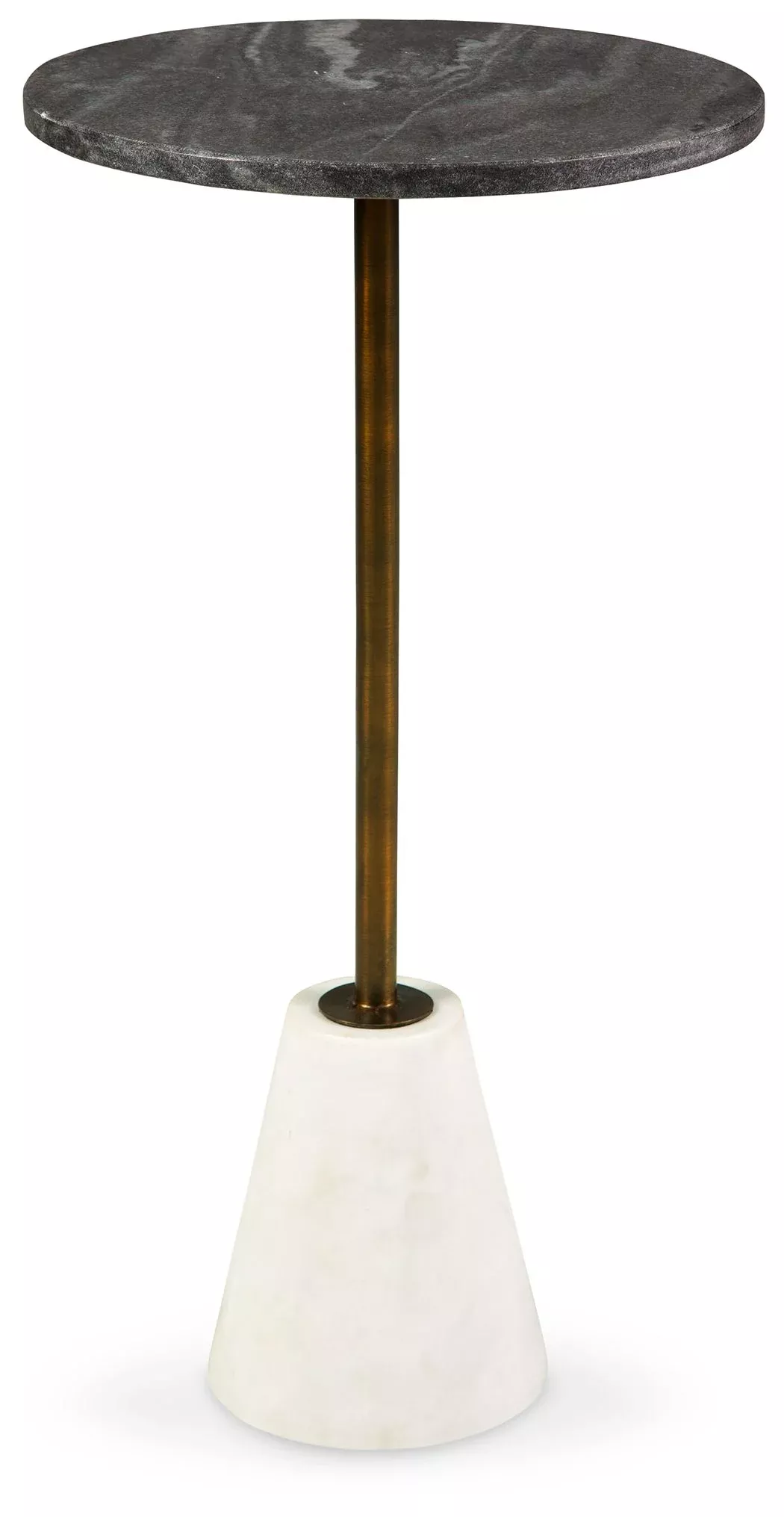 Caramont - Accent Table with White Base - Black / White / Gold Finish