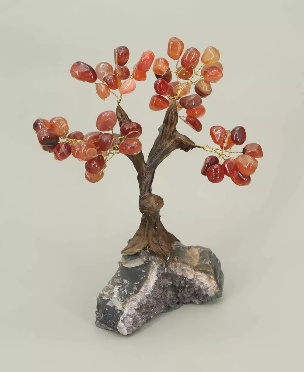 Carnelian Gemstone Bonsai Tree – Handmade Crystal Tree for Courage & Creativity