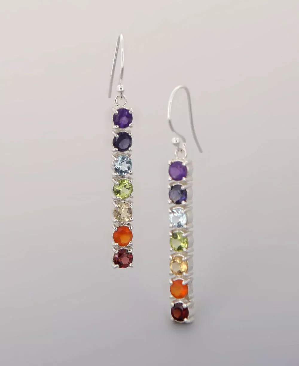 Chakra Gemstones Sterling Silver Earrings