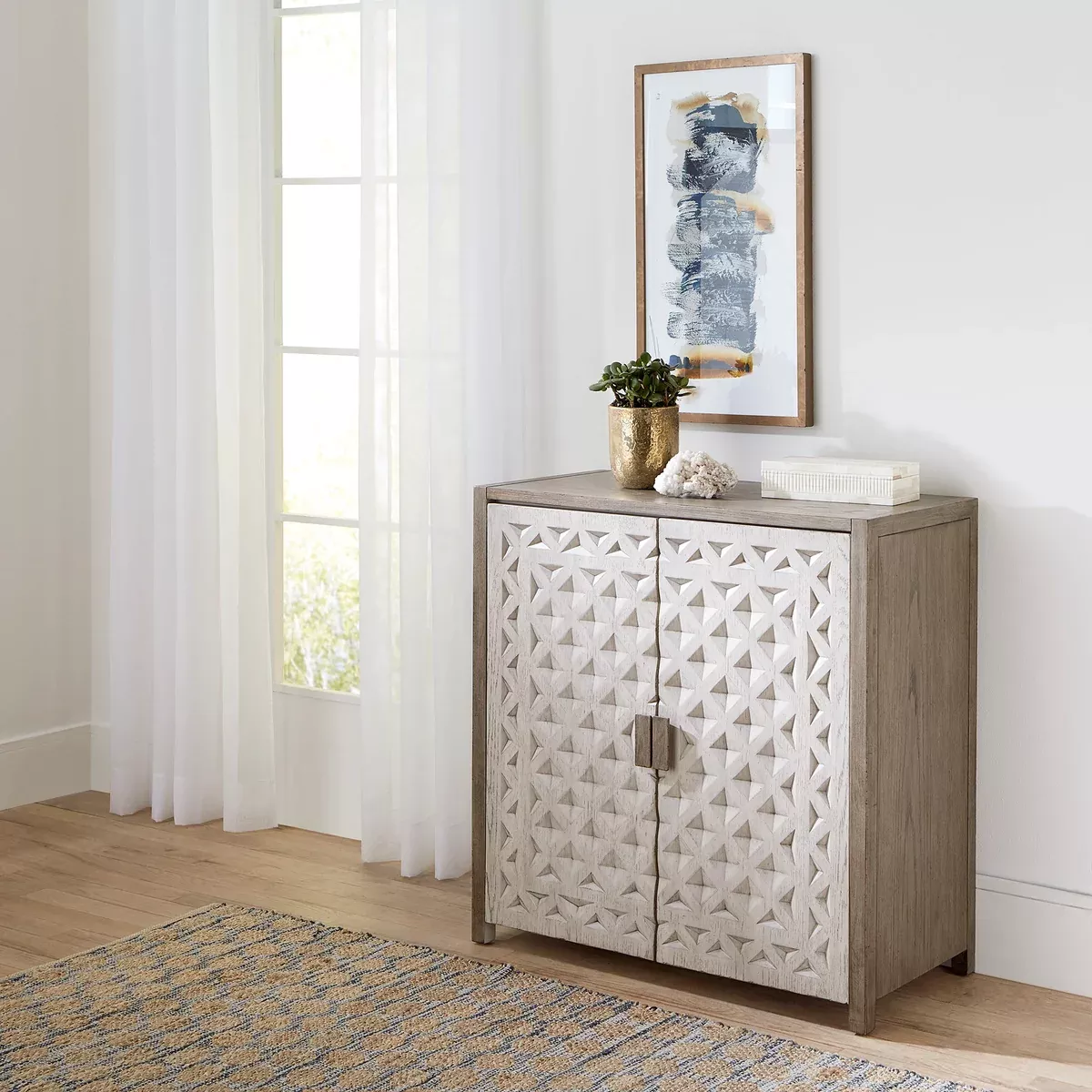 Chatfield - Accent Console - Antique White / Tobacco