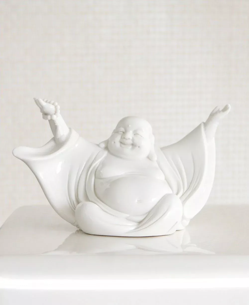 Cheering Happy Buddha Porcelain Statue