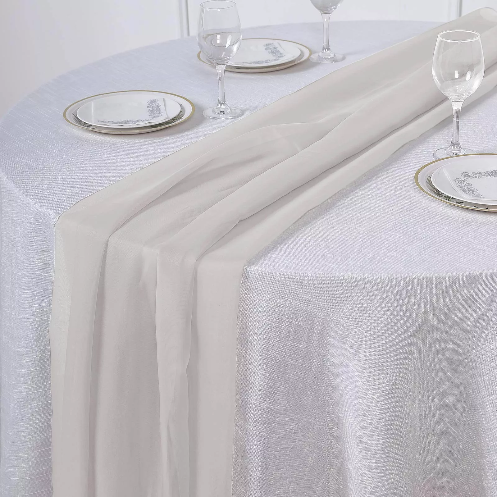 Chiffon 6ft Table Runner Beige - Flowy & Lightweight Table Decor
