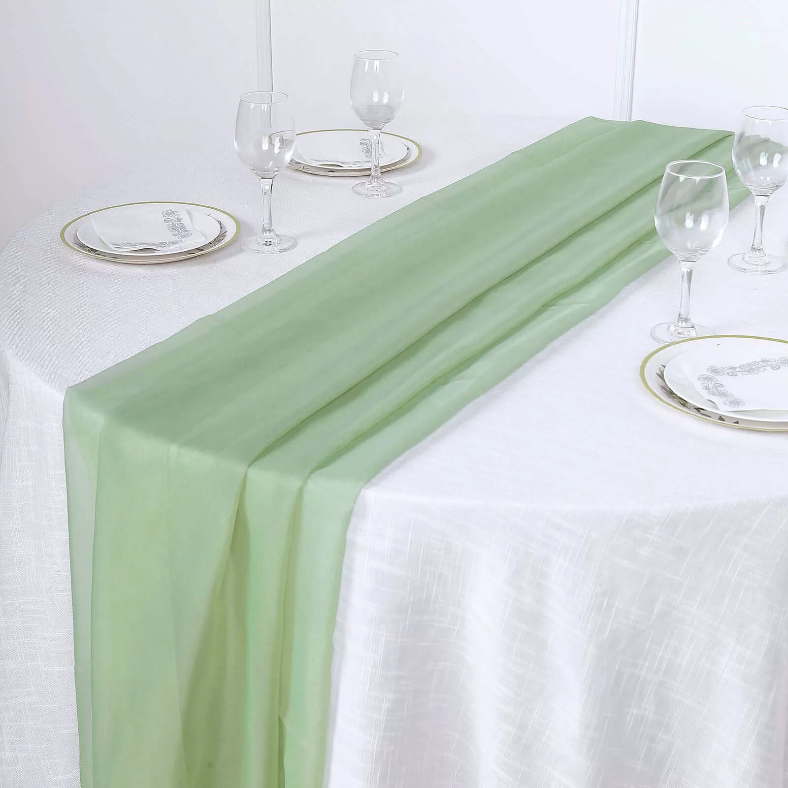Chiffon 6ft Table Runner Sage Green - Flowy & Lightweight Table Decor