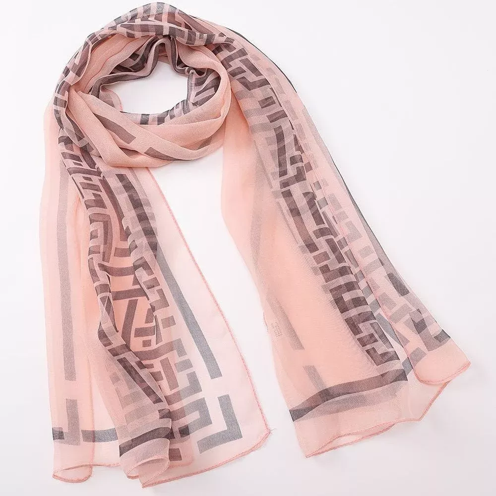 Chiffon Scarf - Greek Key