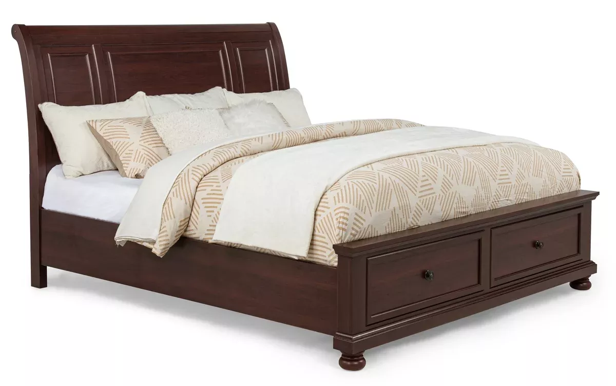 Clairibelle Platform Storage Bed in Dark Cherry or Whitewash