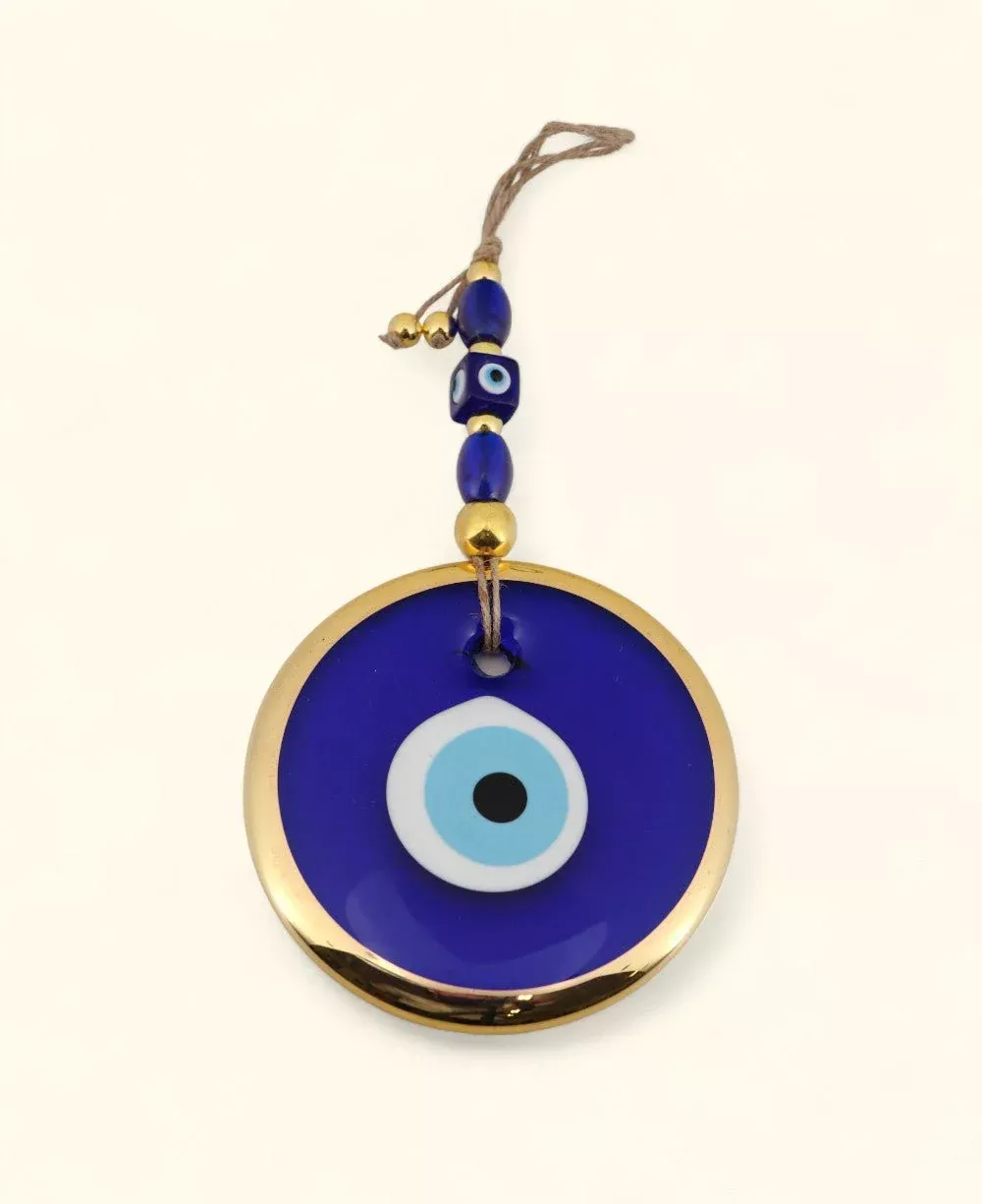 Classic Evil Eye Wall Hanging with Gold Trim – Murano Glass
