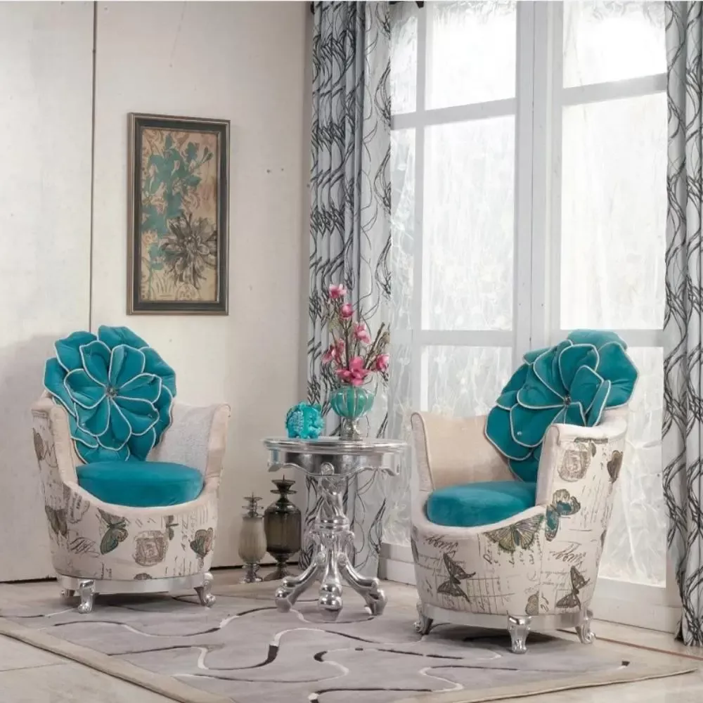 Classy Modern Velvet Chair Sofa with Table
