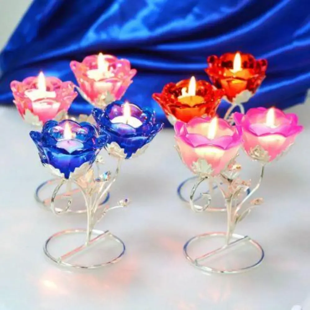 Colorful Tea Light Holders With Candlestick