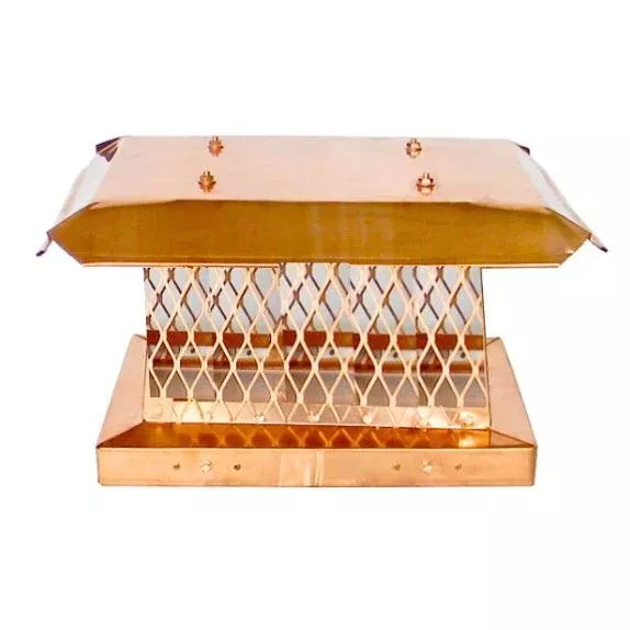 Copper Chimney Cap - Bolt On Single Flue with Flat Lid
