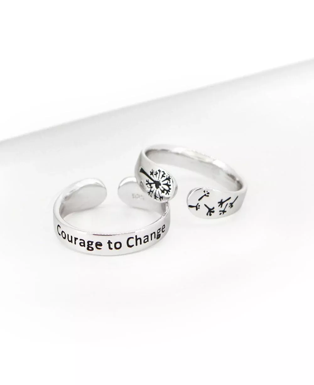 Courage to Change Adjustable Inspirational Sterling Silver Ring