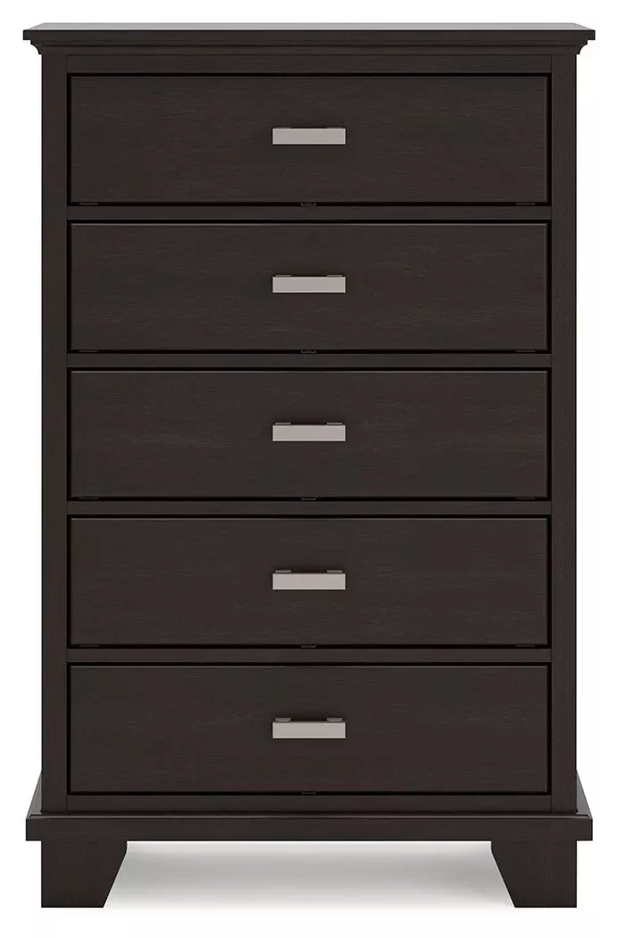 Covetown - Five Drawer Chest - Dark Brown
