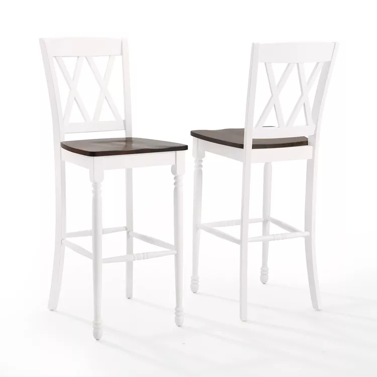 Crosley Shelby 2Pc Bar Stool Set Distressed White - 2 Stools