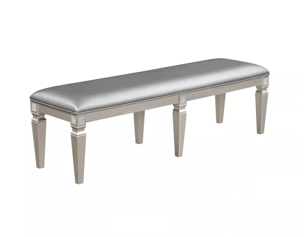 Crown Mark Klina Glam Dining Bench In Light Gray