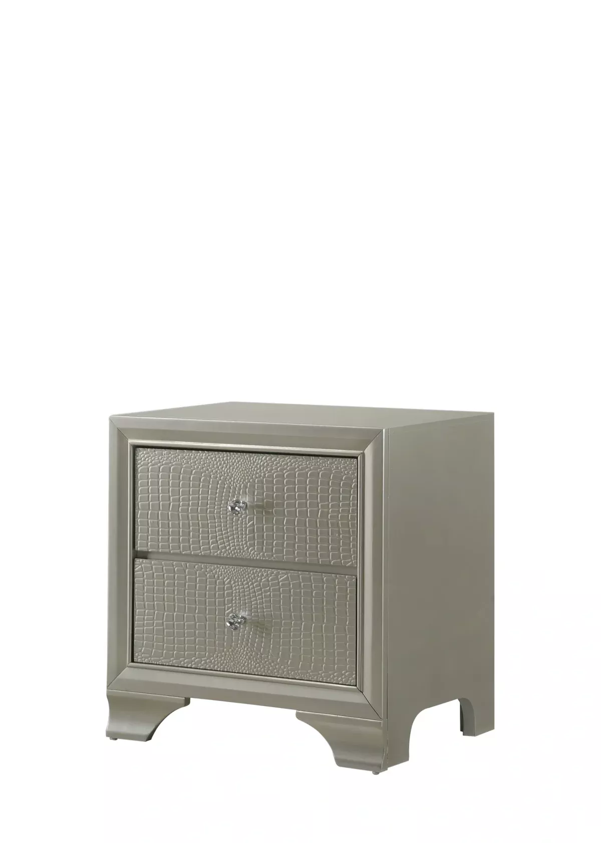 Crown Mark Lyssa 2 Drawer Nightstand In Embossed Crocodile Pattern