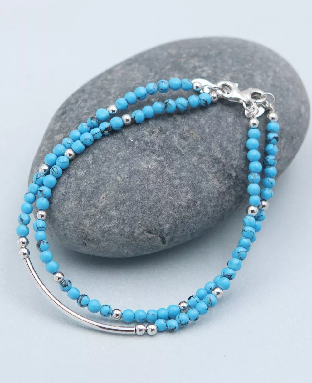 Dainty Beads Turquoise Gemstone Bracelets, Multiple Styles
