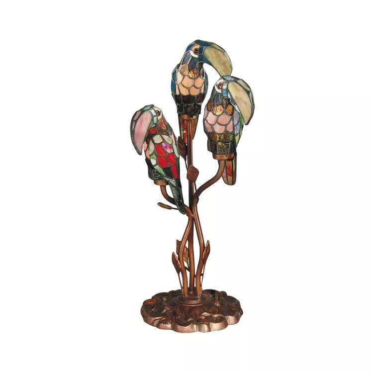 Dale Tiffany Three Parrots Tiffany Table Lamp
