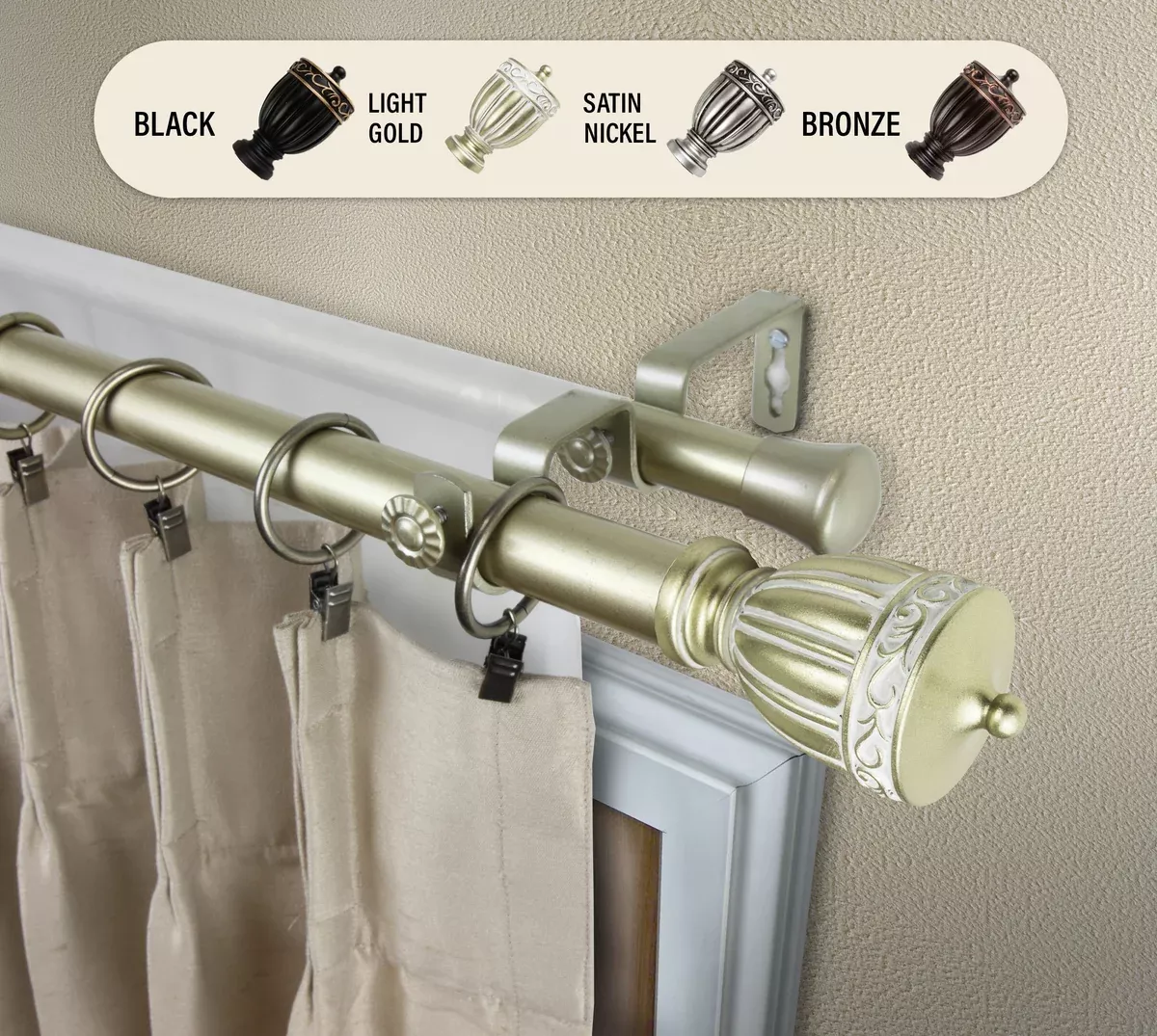 Debussy 1" Double Curtain Rod