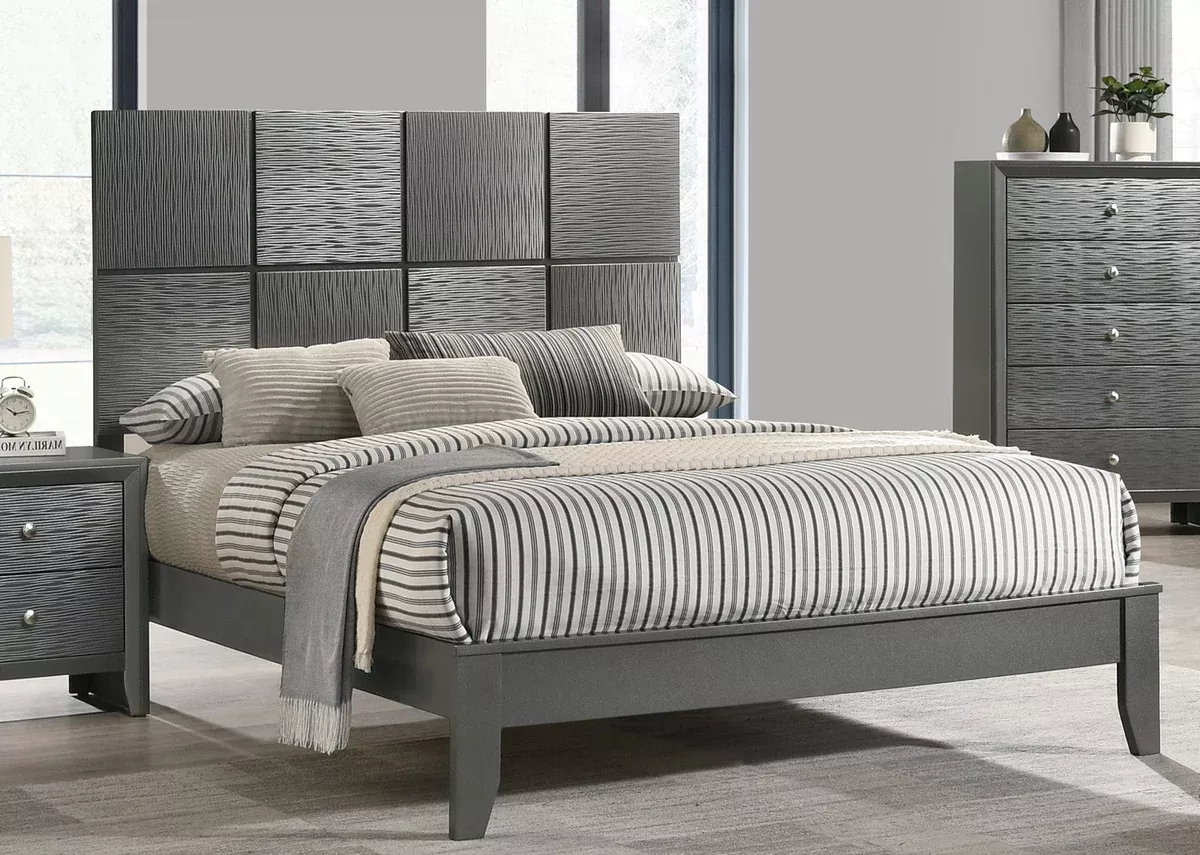 Denker - King Bed - Gun Metal