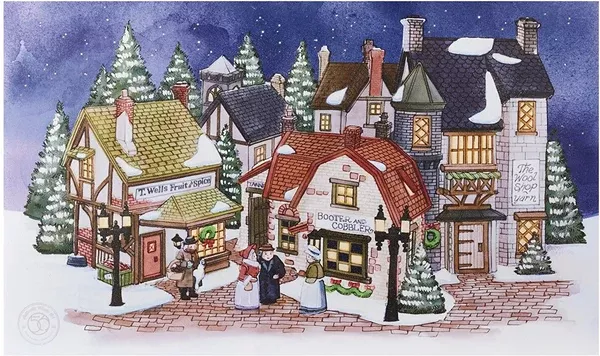 Department 56 Authentic Village Art Cobblestone Shops Canvas
