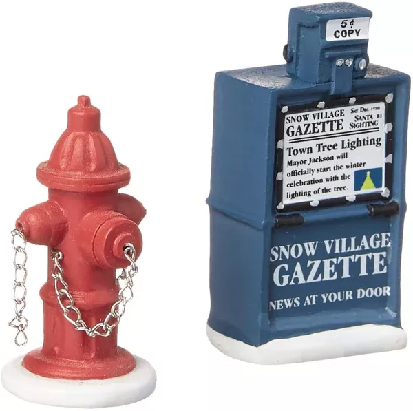 Department 56 Village Fire Hydrant and Newspaper Box Accessory Set of 2