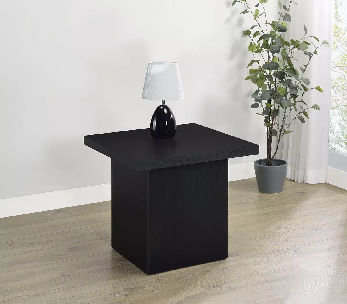 Devar Square Engineered Laminate End Side Table Black