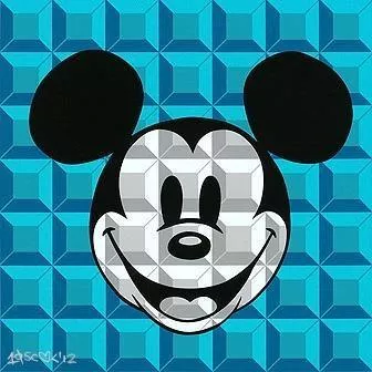 Disney Fine Art - 8 Bit Block Mickey Aqua