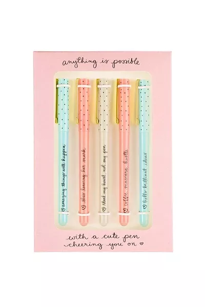 Eccolo Dayna Lee Collection Anything is Possible Pens (Set of 5), Inspiring Quotes, Gift Boxed