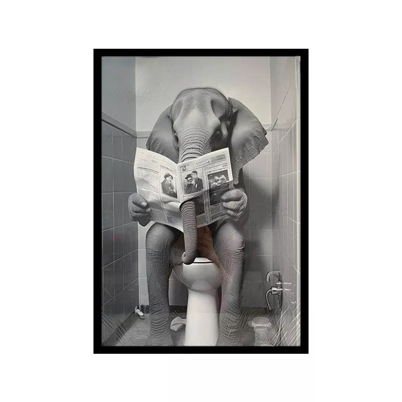 Elephant Reading Newspaper - Artwork