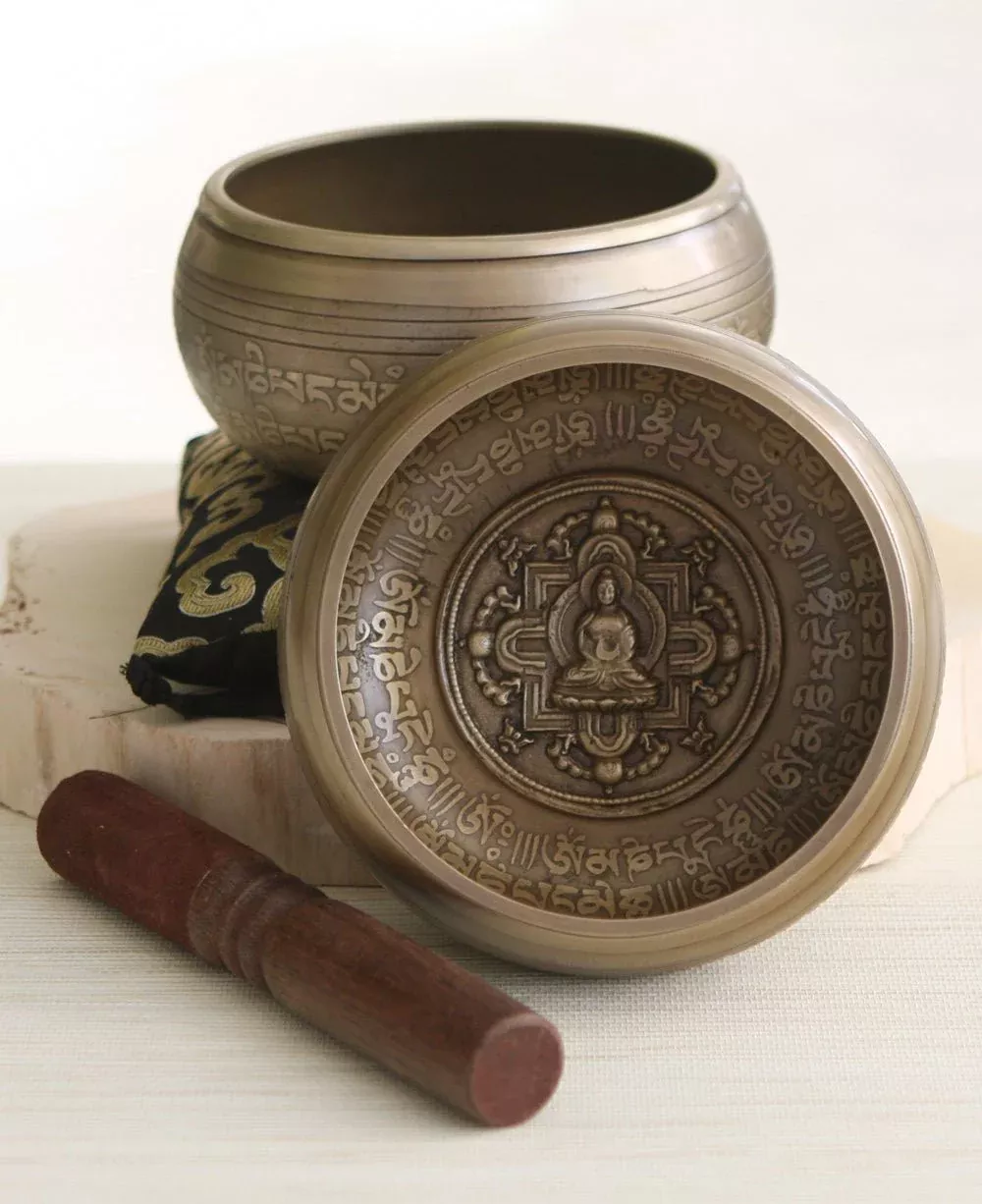 Embossed Buddha Singing Bowl with Mantra Design