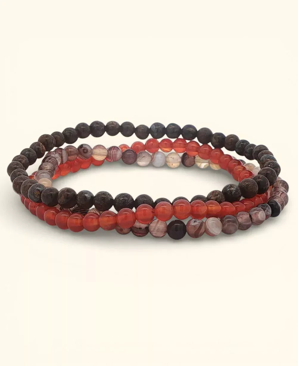 Energy Bracelets for Courage and Confidence, Set of 3