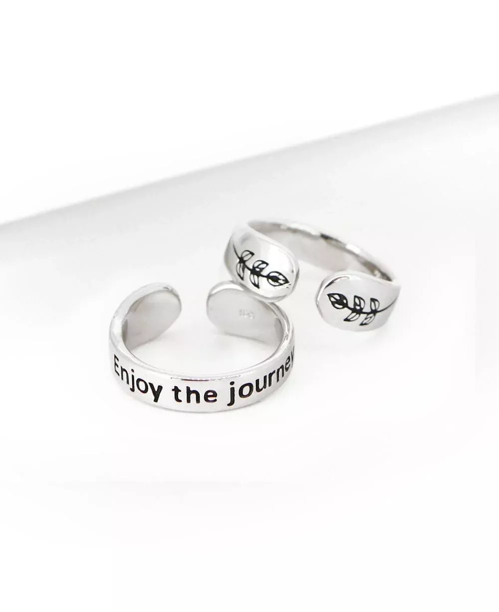 Enjoy The Journey Sterling Silver Adjustable Inspirational Ring