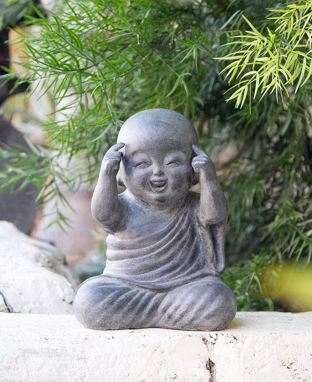 Enlightened Shaolin Monk Garden Statue, 16 Inches