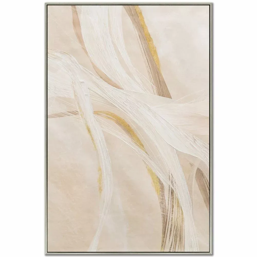 Ethereal Flow II - Hand Embellished Canvas In Floating Frame