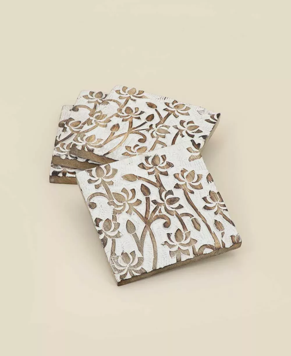 Fairtrade Set of 4 Lotus Wood Coasters