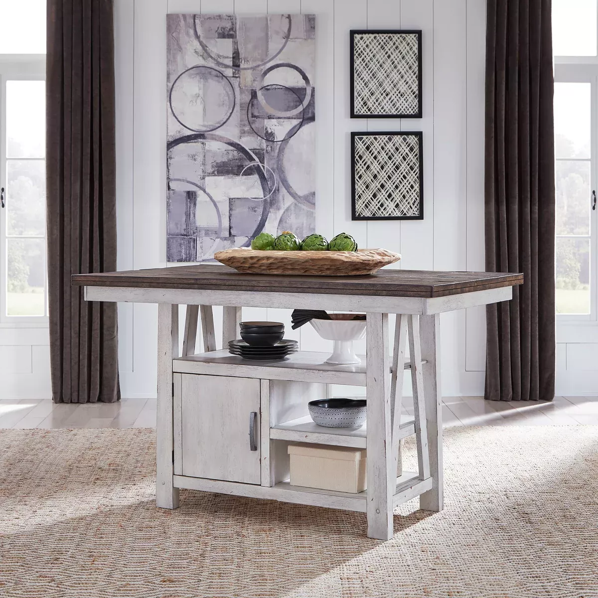 Farmhouse - Gathering Table - Two Tone White / Wood Tone