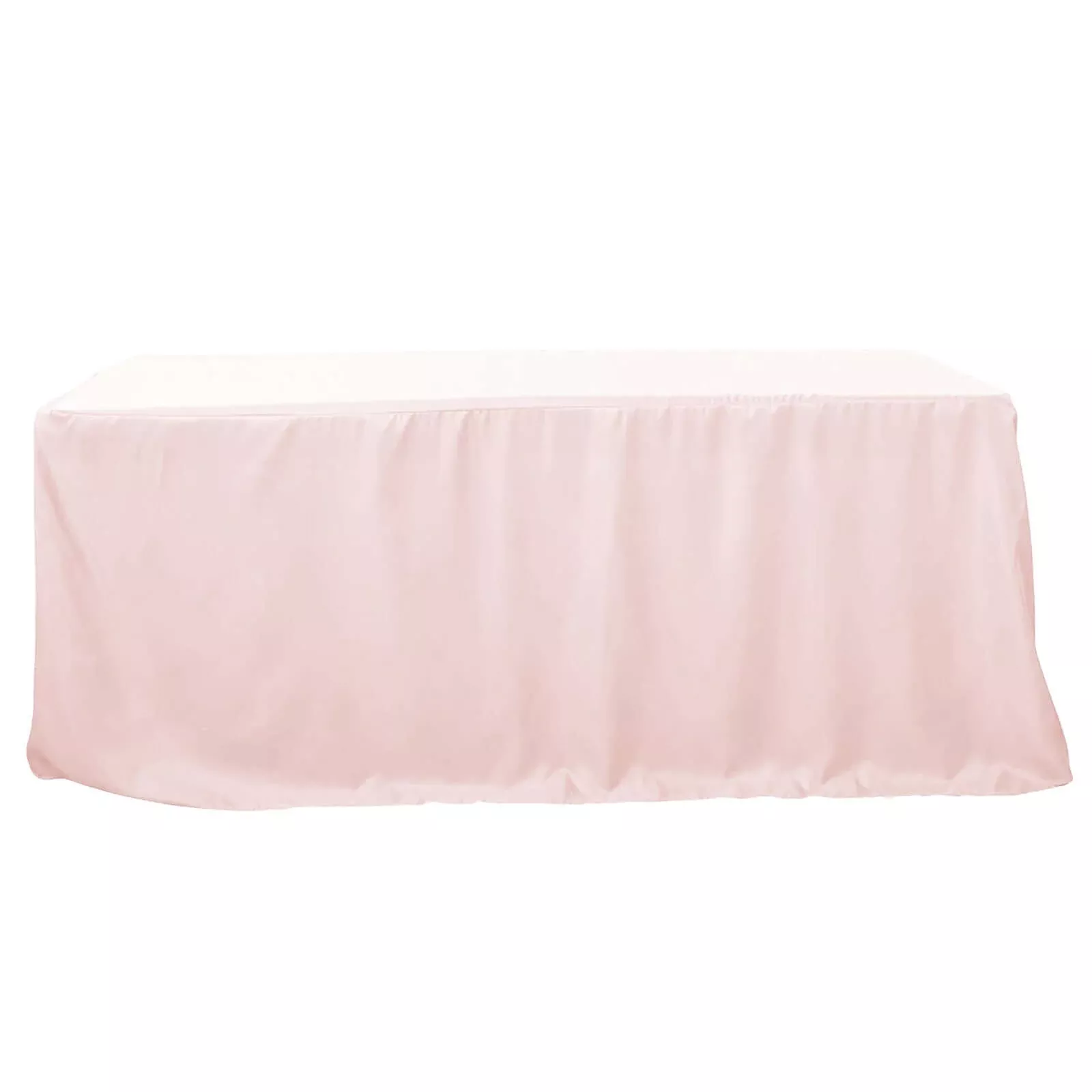 Fitted Polyester 96"x30" Rectangle Tablecloth Blush - Durable and Easy to Maintain Table Cover