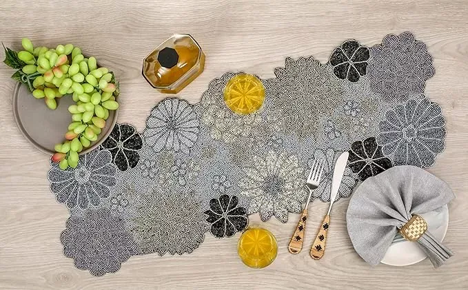 Floral Fusion Multicolor Beaded Table Runner
