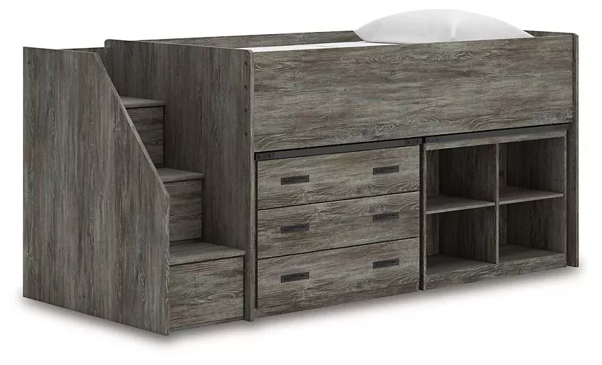 Frandern Loft Bed with Bookcase and Drawer Storage