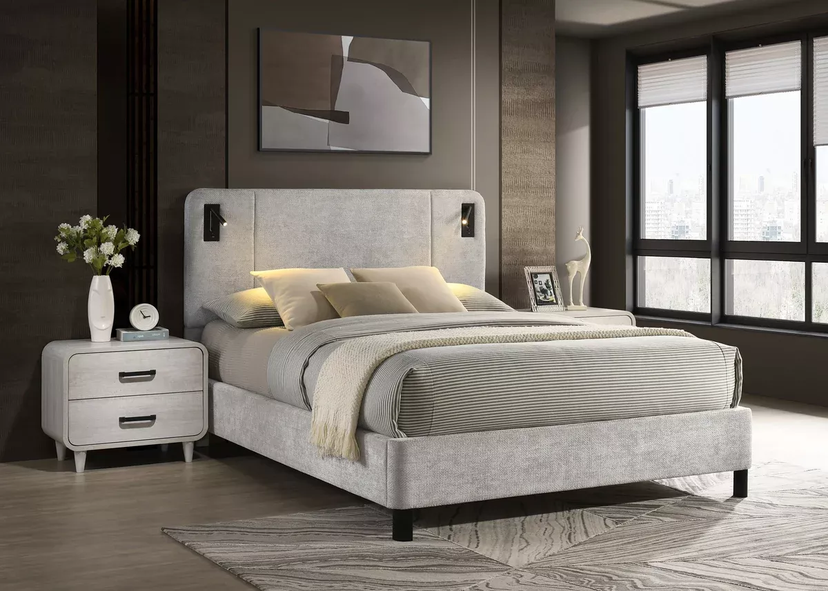 Freya Upholstered Bed with Reading Lights